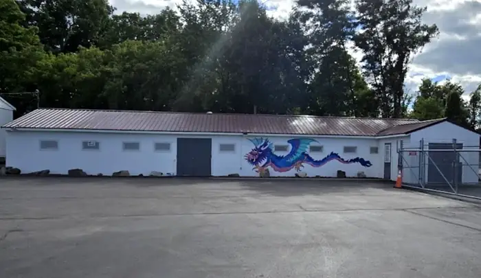 Northeast Fireworks building and dragon mural
